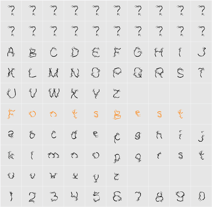 AUTUMN Character Map