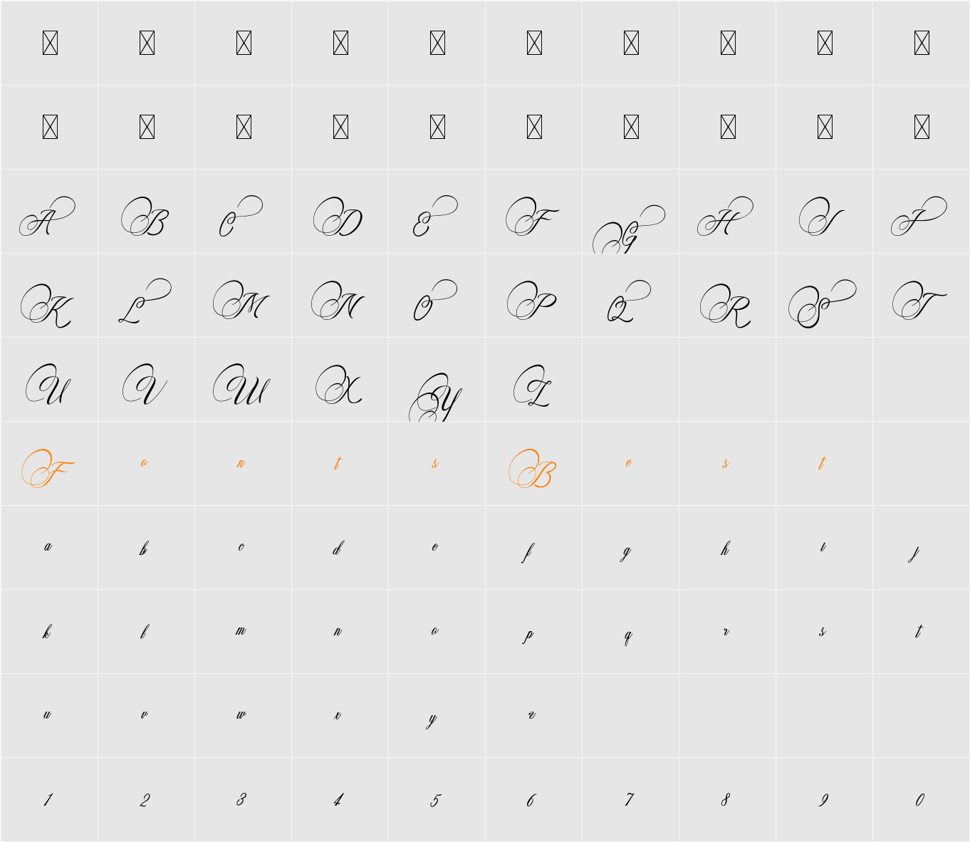 Amorista Character Map