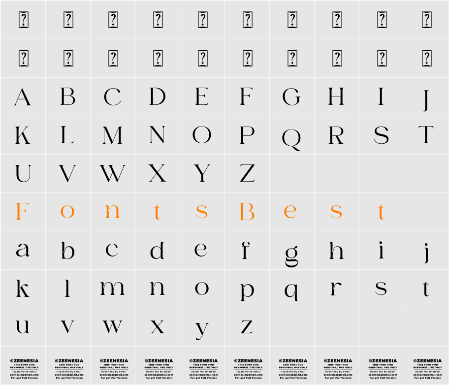 Bilgie Personal Use Only Character Map