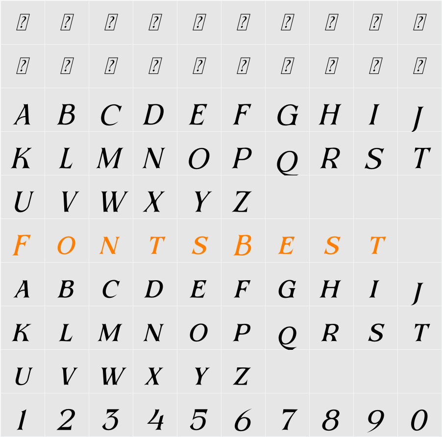 BEQINER ITALIC Character Map