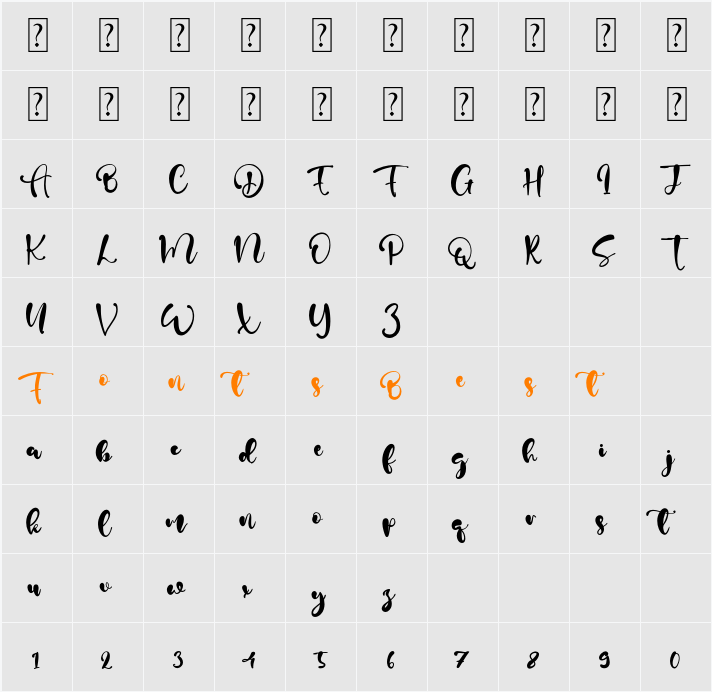 Adam Script Character Map