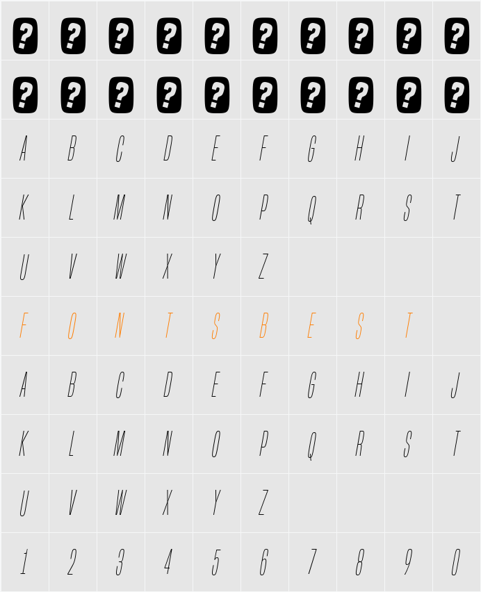 Built Titling El Character Map