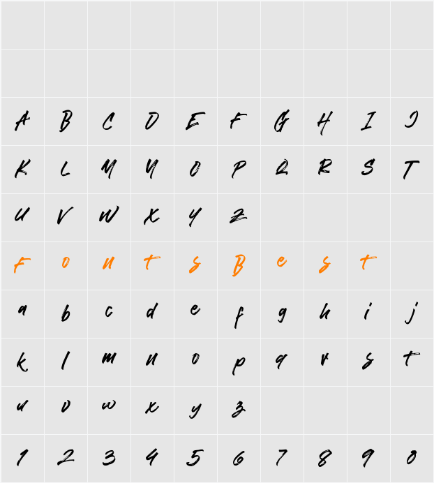 Helttox Brush Character Map