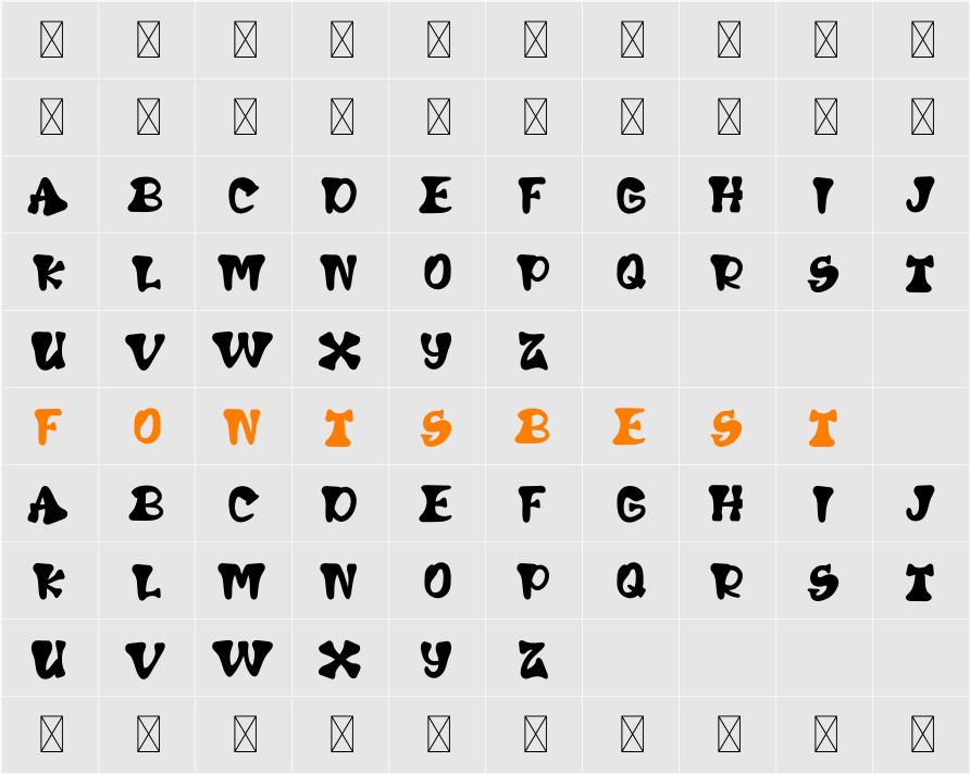 Retro Bawl Character Map