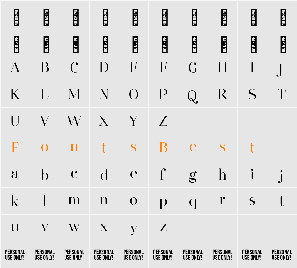 Destine - Personal Use Character Map