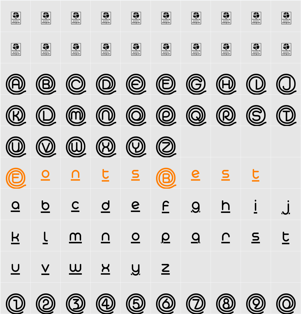 At The Midday Underline Demo Character Map
