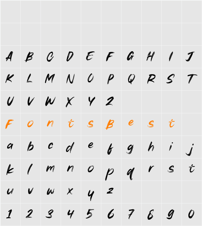 Autumn Brush Character Map