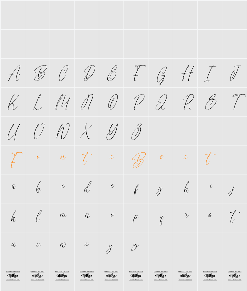 Corymbus Personal Use Character Map