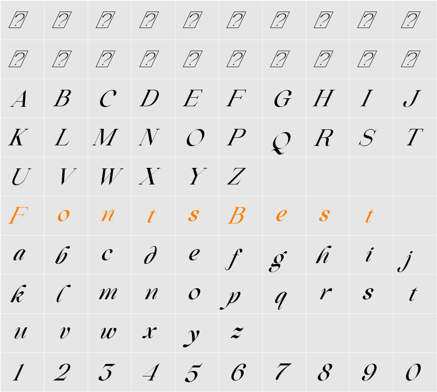 Beautiful Comethrue Medium Condensed Character Map