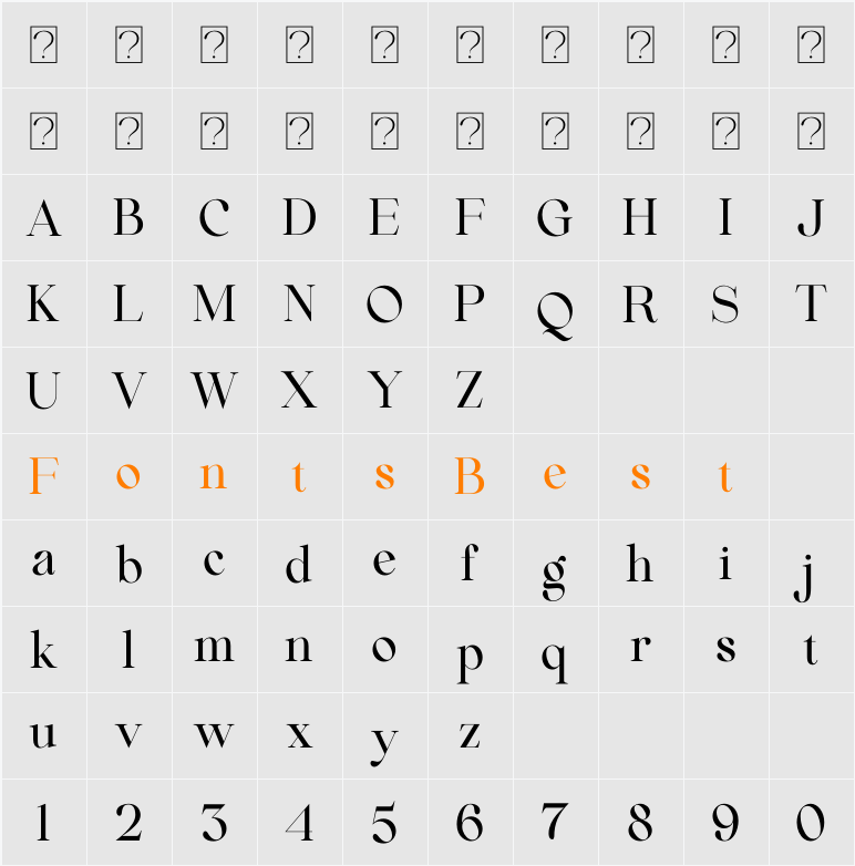Beautiful Comethrue Medium Condensed Character Map