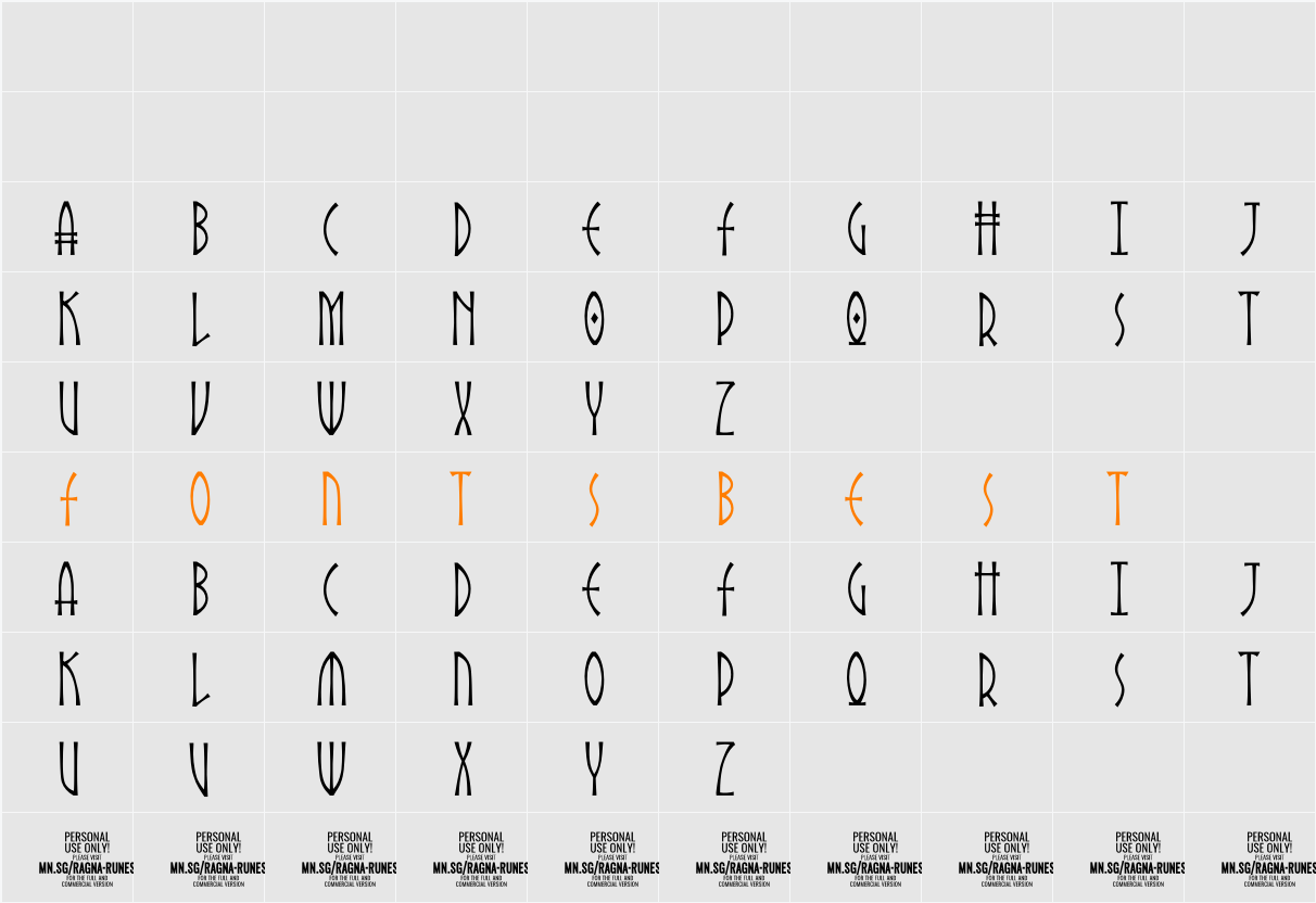 Ragna Runes PERSONAL USE Character Map