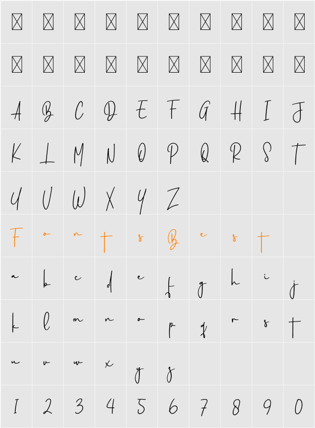 Handfuls Character Map
