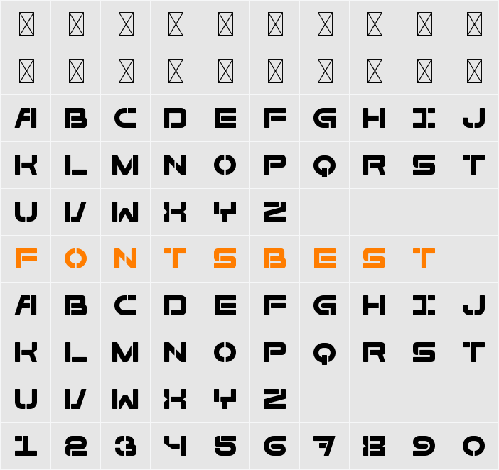 Bold Brick One Character Map