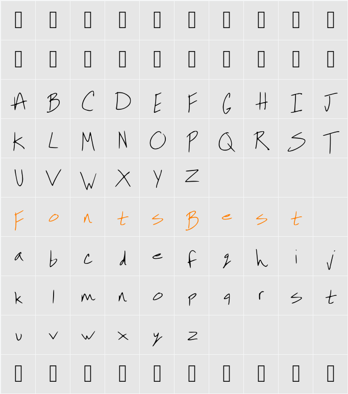 Allisons Font Character Map