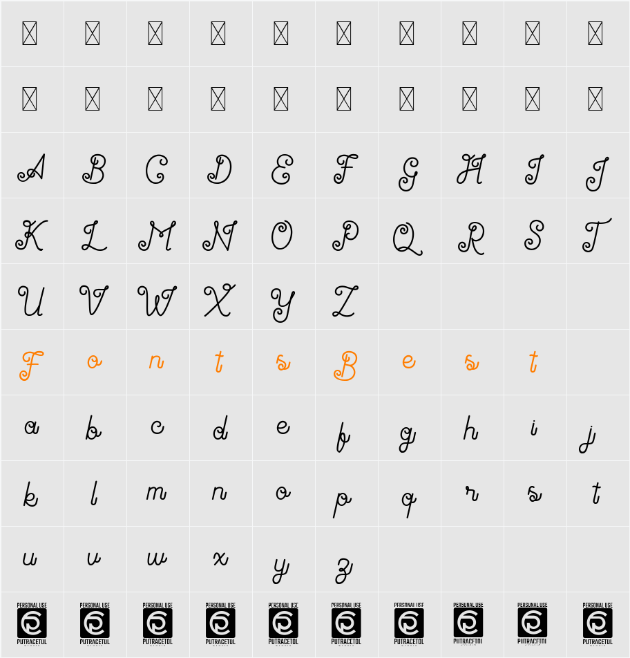 Antiqueline FreeVersion Character Map