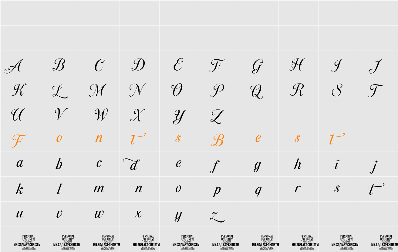 Last Christmas PERSONAL USE Character Map