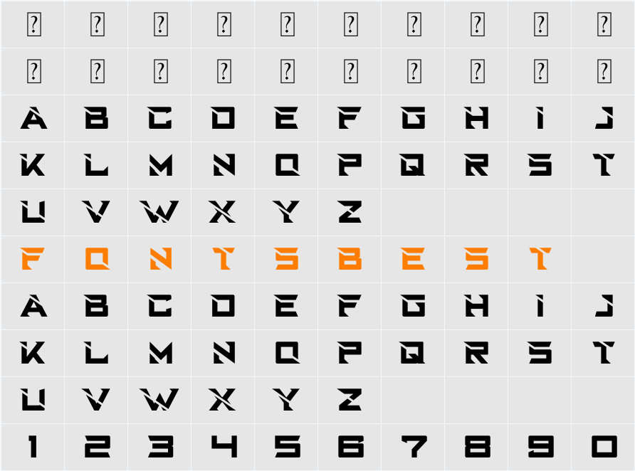 Zonex Character Map