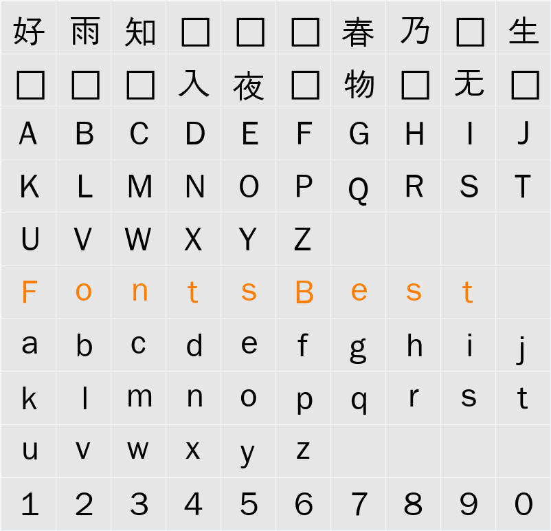 은 돋움 Character Map