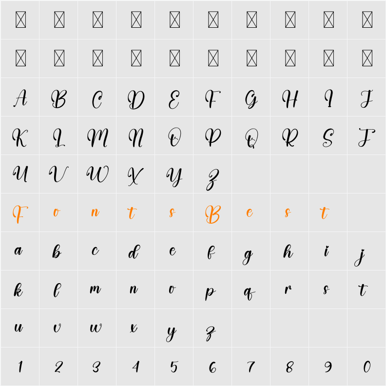 Hand Lettering Character Map