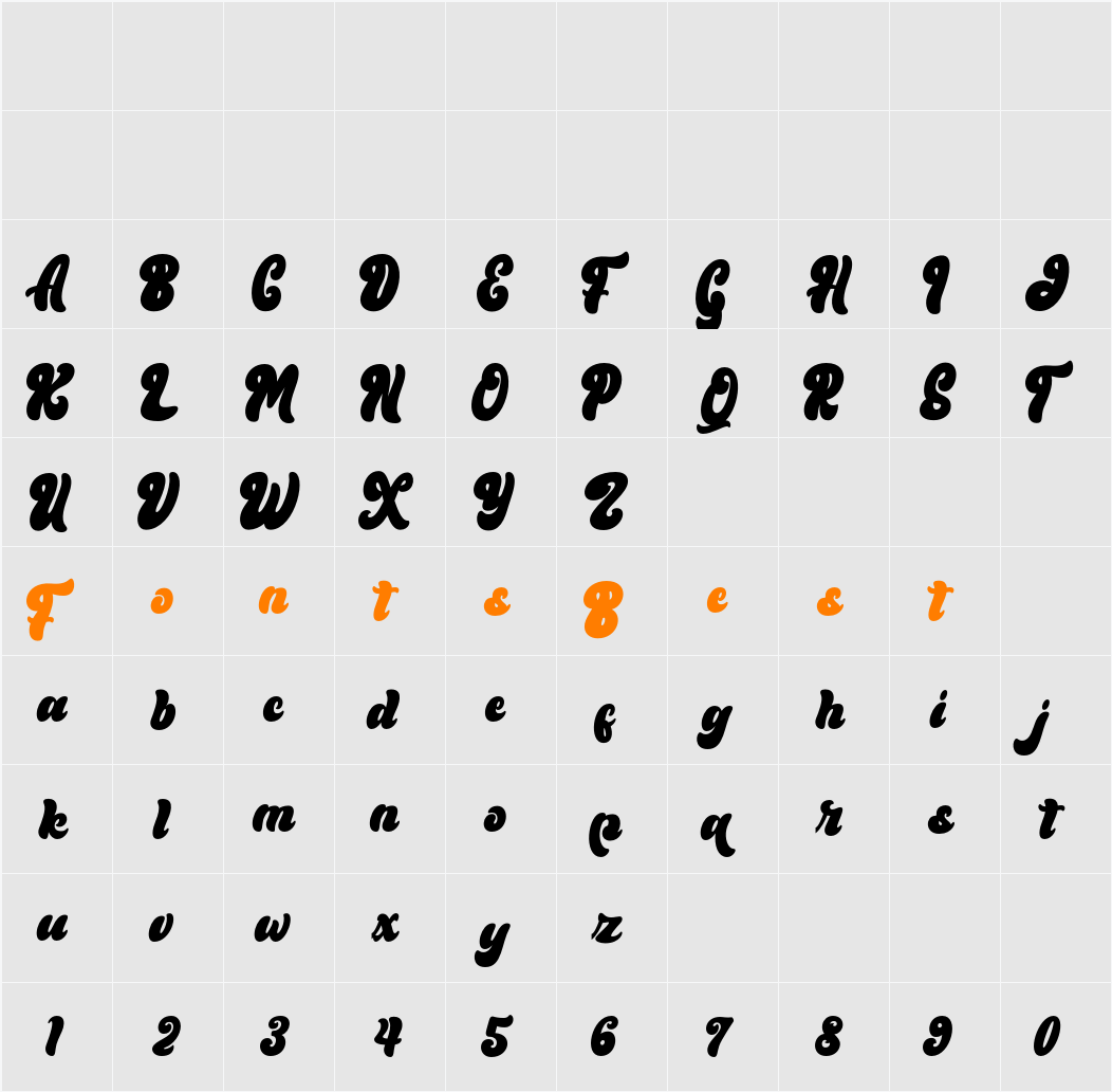Minebold Character Map