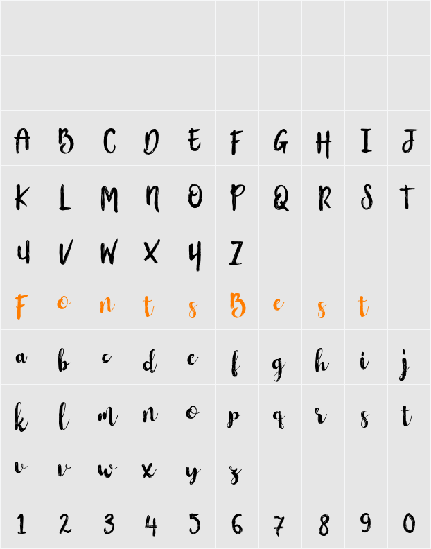 Flowerroom Script Character Map