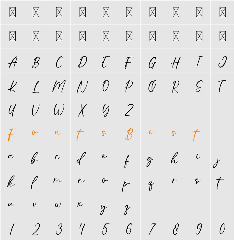 Andrea Character Map
