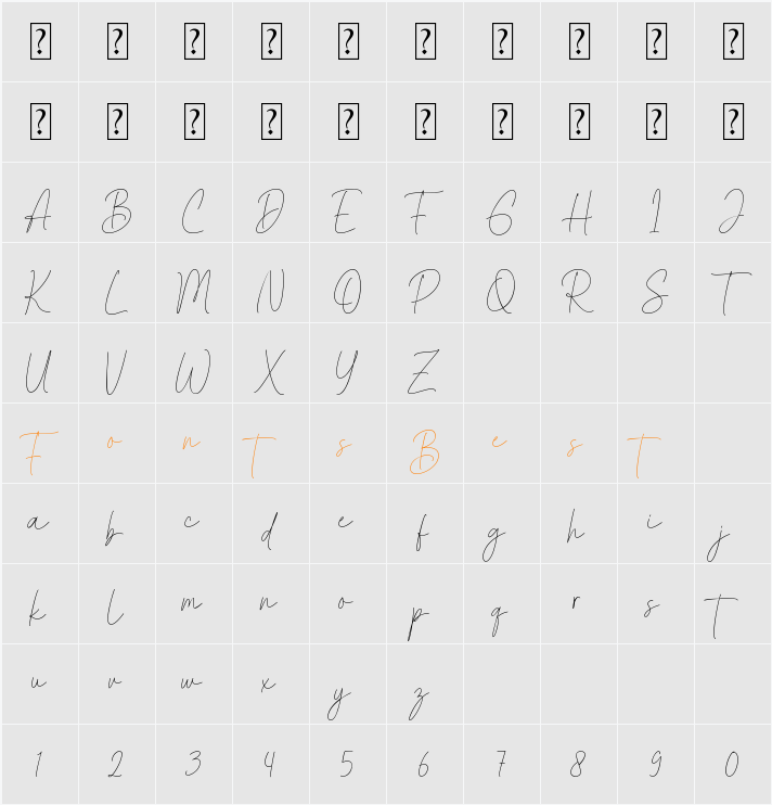Shine Brightly Character Map