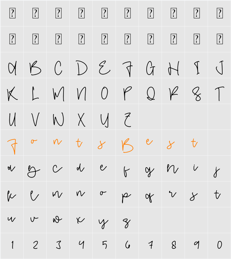 Belligna Sunkiss Character Map