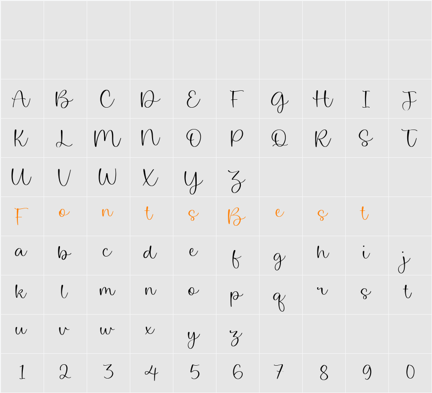 Creativa Character Map