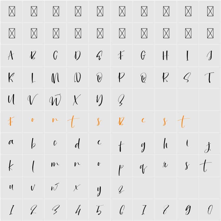 Signatine Character Map