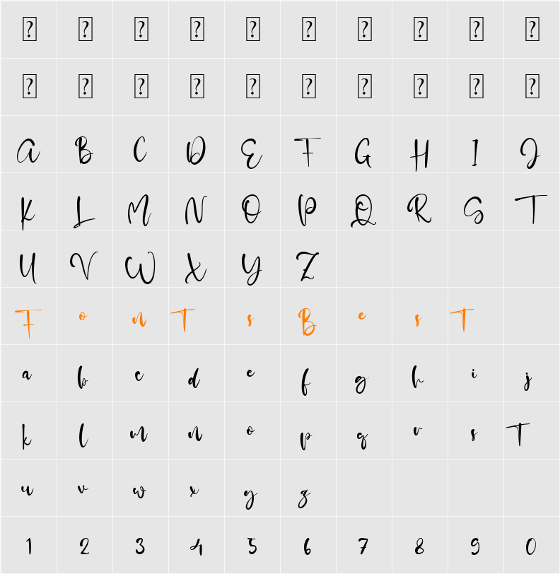 Adelle Script Character Map