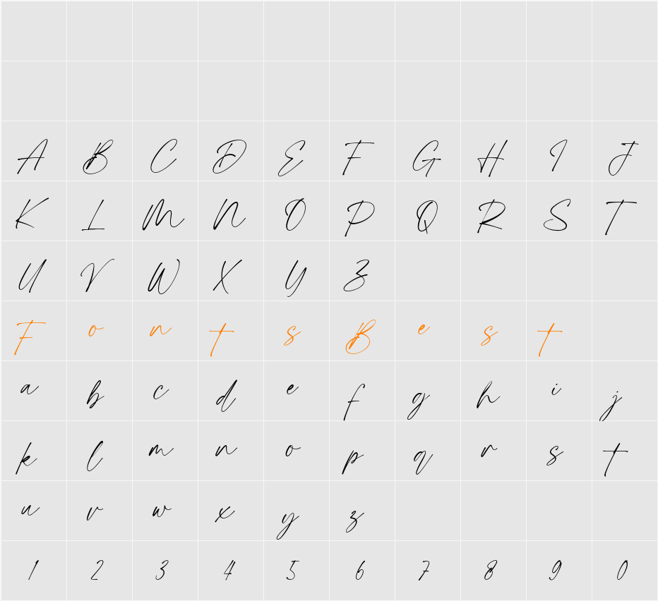 Resonant Chilliner Script Character Map