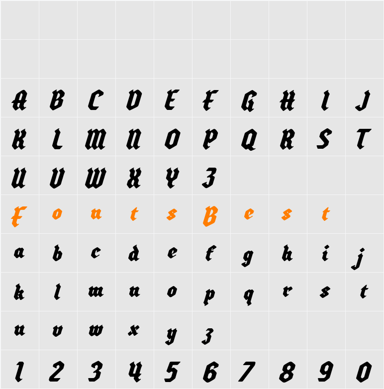 Hintdake Blackletter Character Map