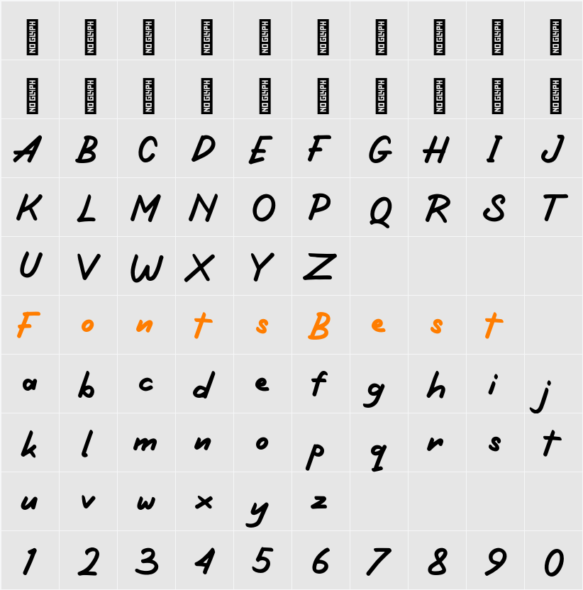 Rimbrush Personal Use Character Map