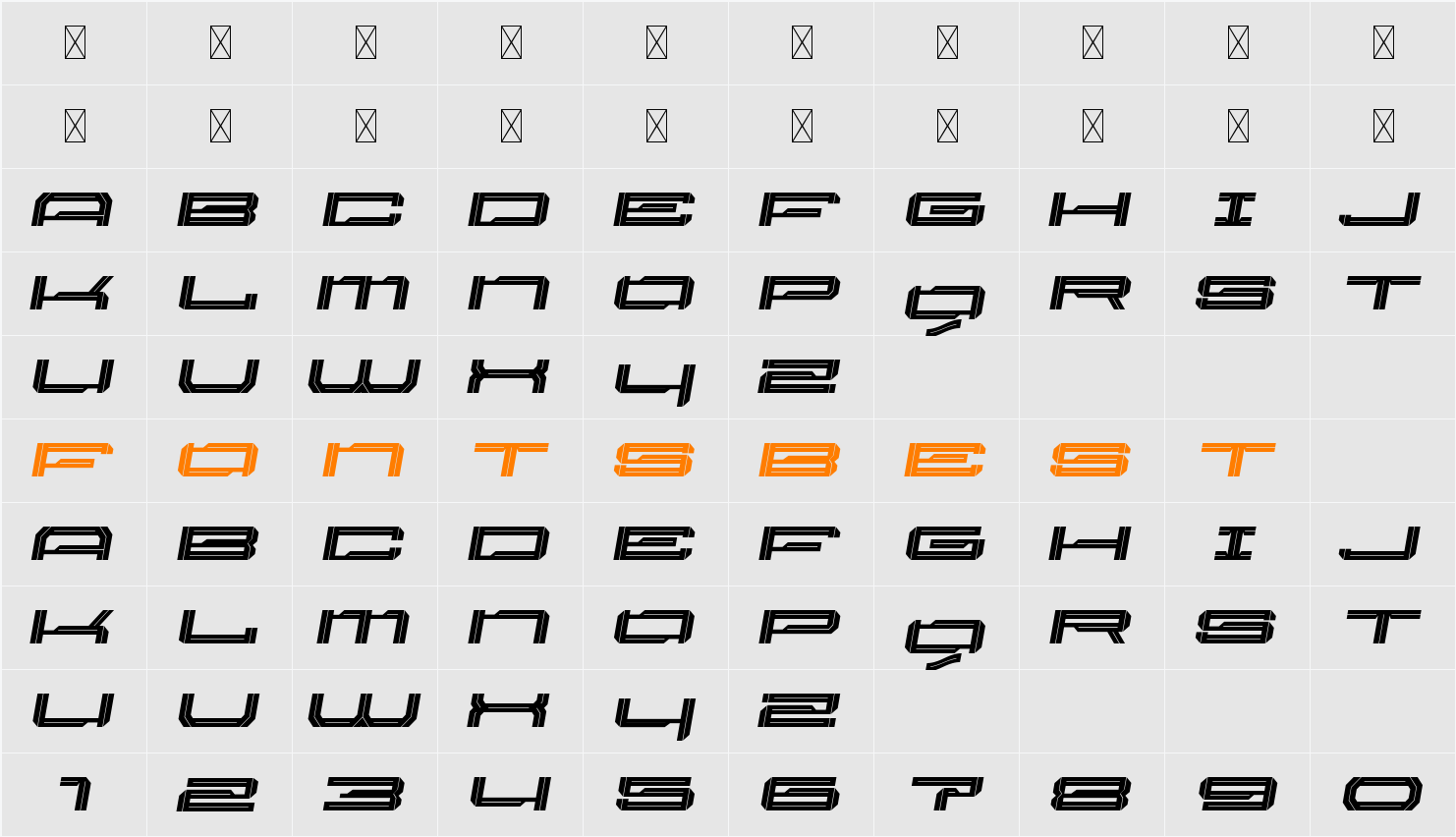 Stradale Personal Use Character Map