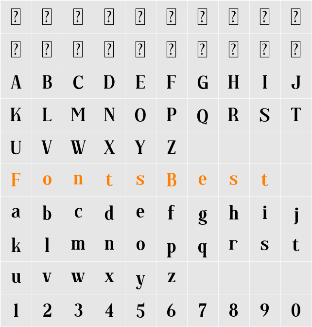 Regflina Character Map