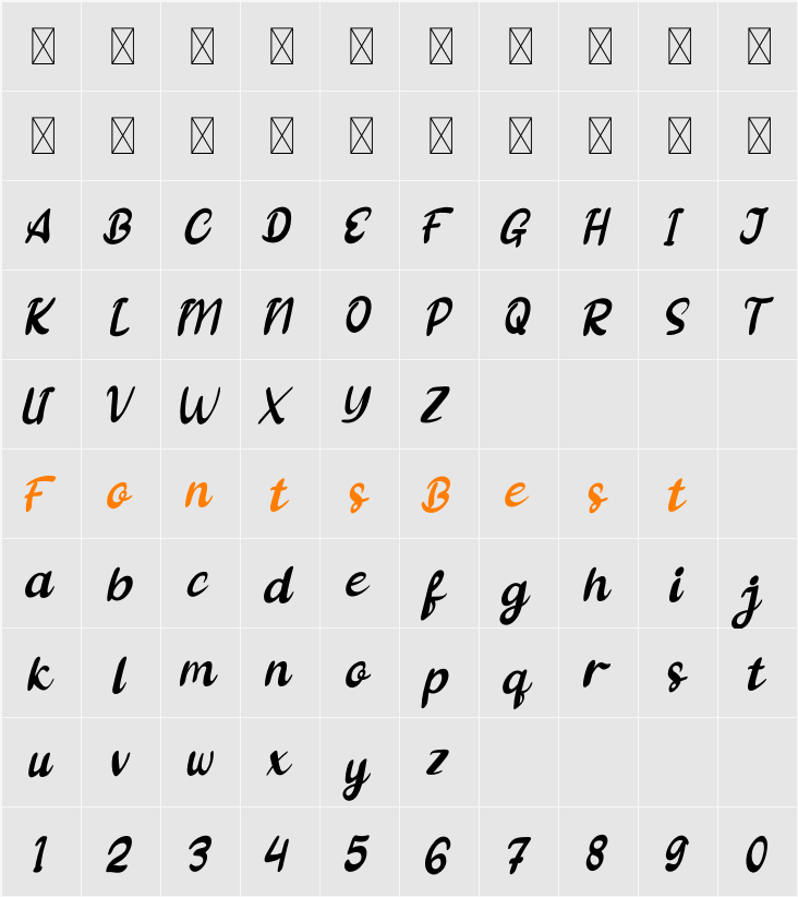 Angles Character Map