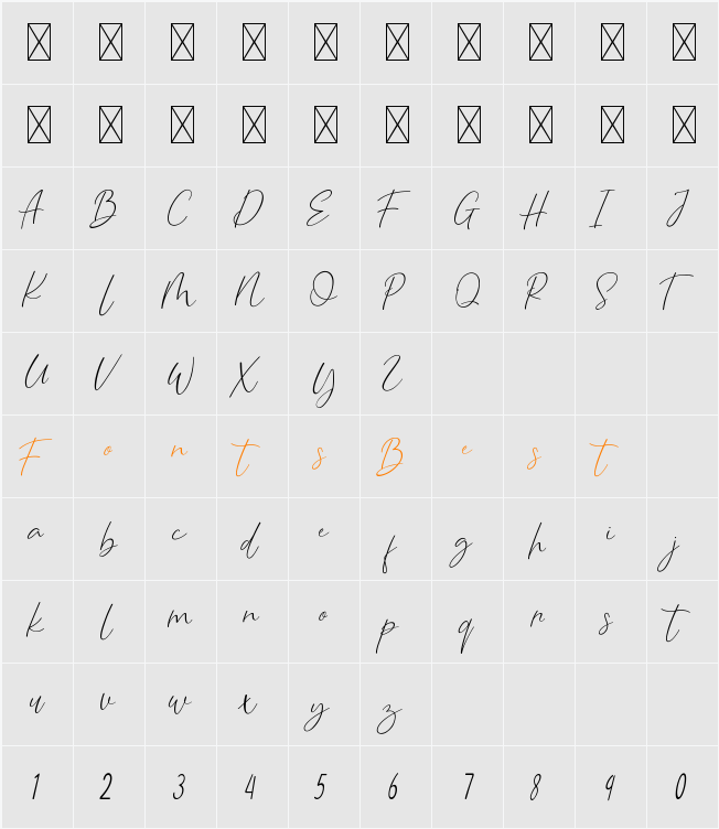 CaralanceSignature Character Map