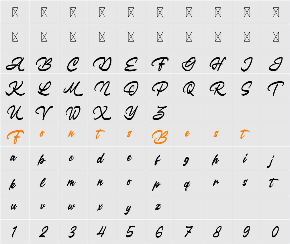Astroline Character Map