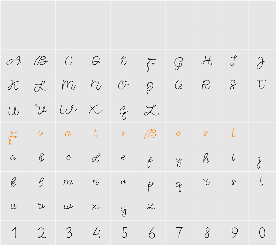 Agatta Script Character Map