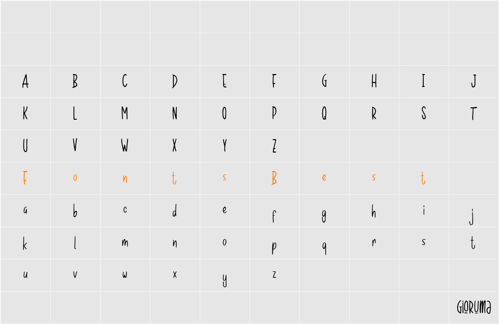 Gioruma Character Map