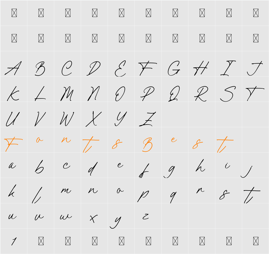Castery Character Map