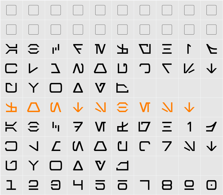 Aurebesh Character Map