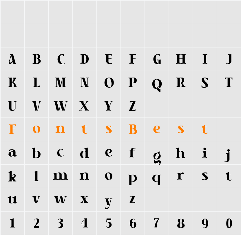 Tabernae Montana Serif Character Map