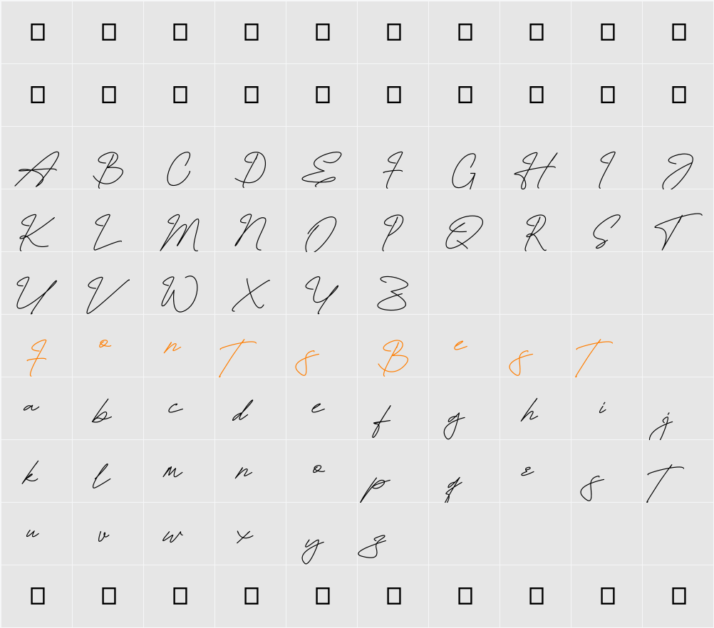 Hamiltton Signature Personal Use Only Character Map