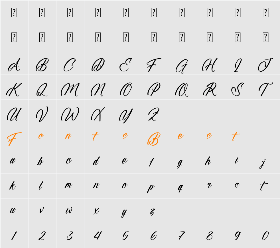 Majestric Character Map