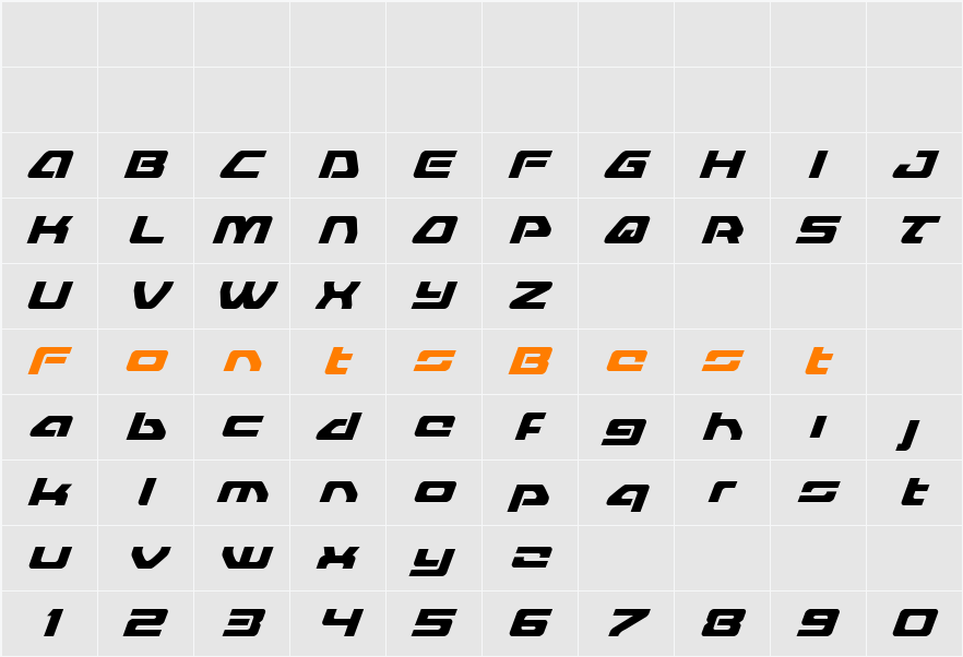 Furian Super-Italic Character Map