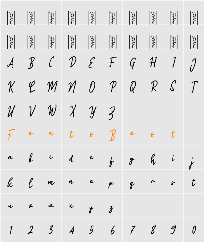 Oratman Signature Character Map