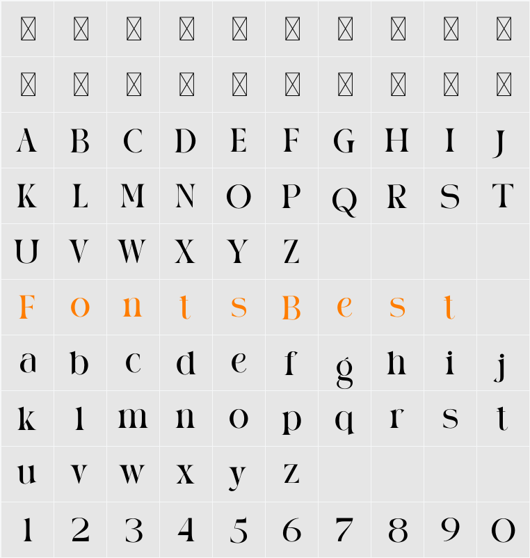 AURA LUXESS Character Map