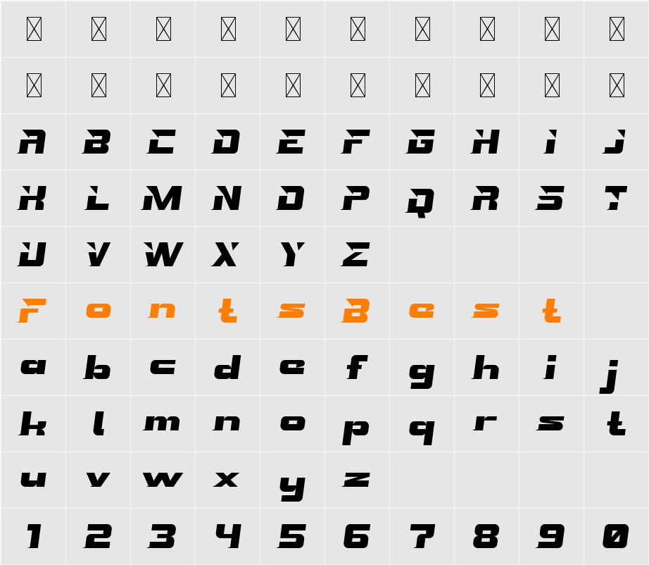 FULL-GASS Character Map